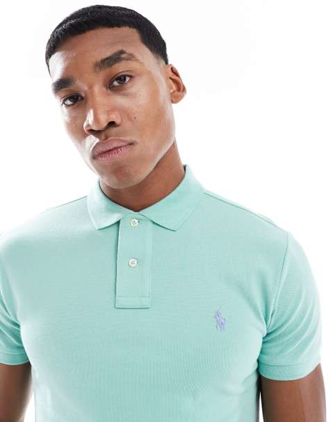 Polo Ralph Lauren – Pikee-Polohemd in Hellgrün mit schmalem Schnitt und Markenlogo - view 1