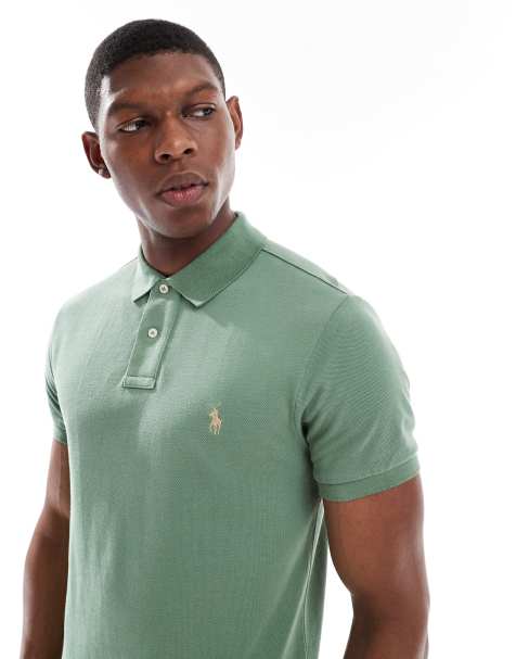 Polo Ralph Lauren – Pikee-Polohemd in Hellgrün mit schmalem Schnitt und Markenlogo - view 1