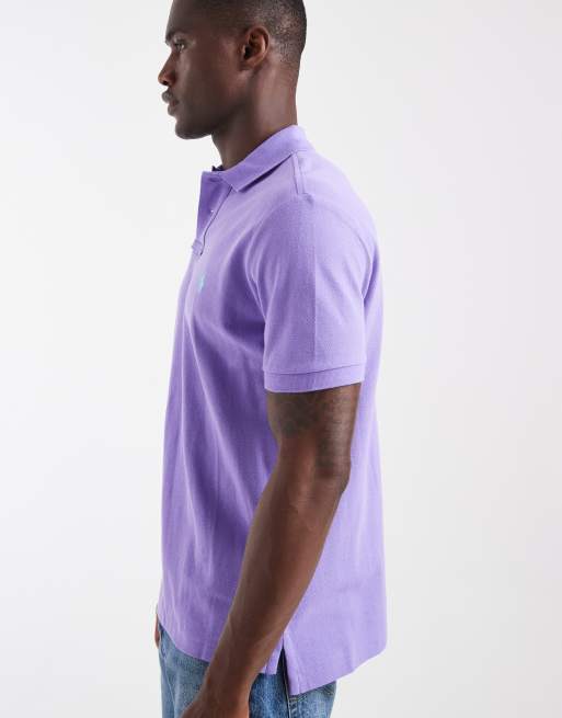 Polo Ralph Lauren – Pikee-Polohemd in Helllila mit schmaler Custom-Passform und Markenlogo, 5 von 5