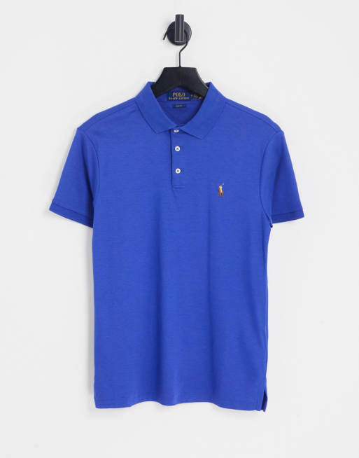 Polo Ralph Lauren icon logo slim fit pique polo in burgundy marl