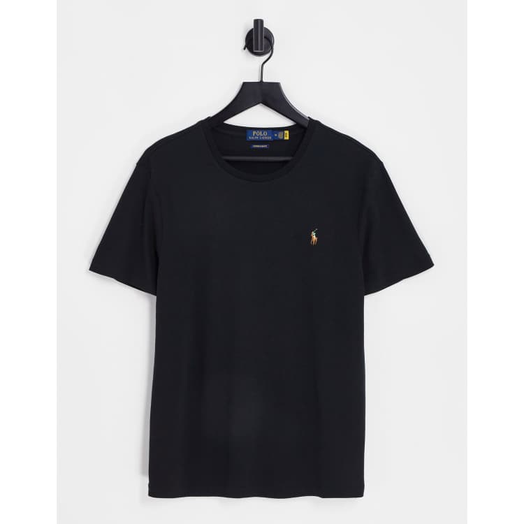 Belangrijk nieuws ongerustheid Afstoting Polo Ralph Lauren pima cotton slim fit T-shirt in black with multi pony  logo | ASOS