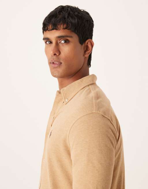 Polo Ralph Lauren - Piqué overhemd met icoonlogo in gemêleerd camel, 4 van 5