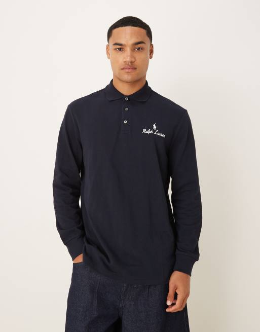 Polo Ralph Lauren - Piqué polo met klassieke oversized pasvorm, icoonlogo en lange mouwen in marineblauw
