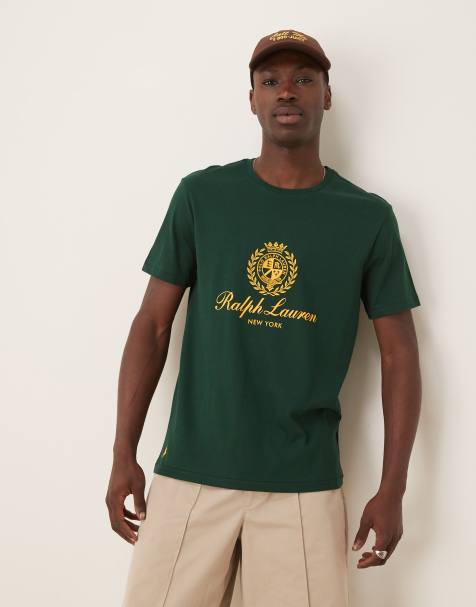 Polo Ralph Lauren plastisol crest logo t-shirt in dark green