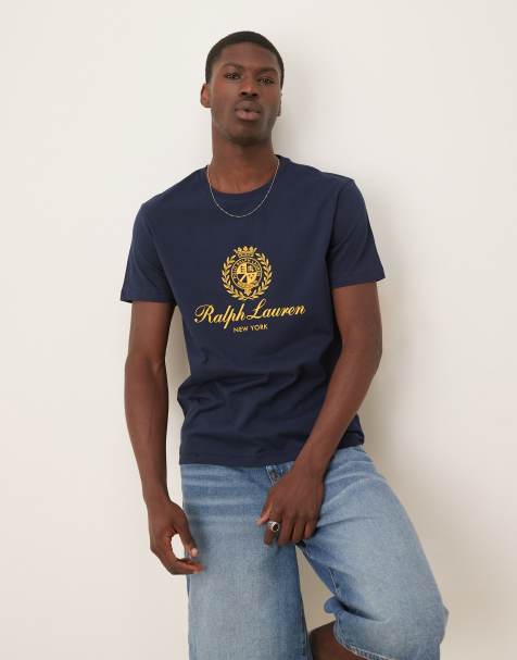 Polo Ralph Lauren plastisol crest logo t-shirt in navy