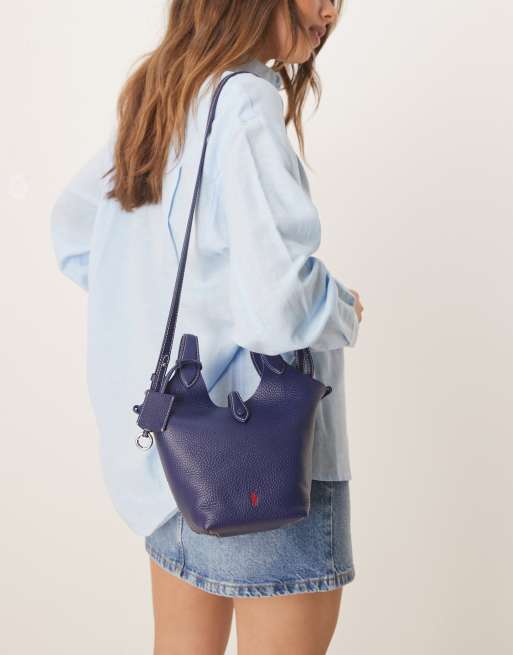 Polo Ralph Lauren – Play – Granatowa mała torebka crossbody typu tote z ziarnistej skóry