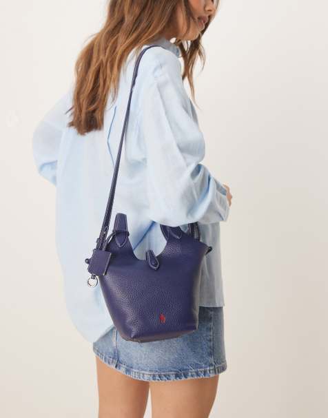 Polo Ralph Lauren – Play – Mörkblå, liten toteväska i 100% grynigt läder med axelrem - view 1