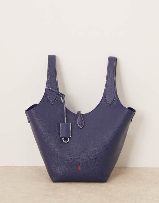 Polo Ralph Lauren Play pebble 100% leather medium tote bag in ink, 4 of 4