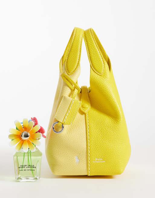 Polo Ralph Lauren Play pebble 100% leather medium tote bag in yellow, 2 of 4
