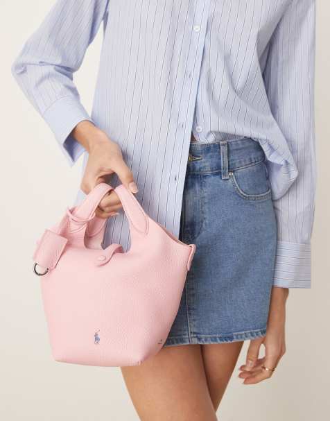 Polo Ralph Lauren Play pebble 100 % leather small tote & crossbody bag in cotton candy - view 1