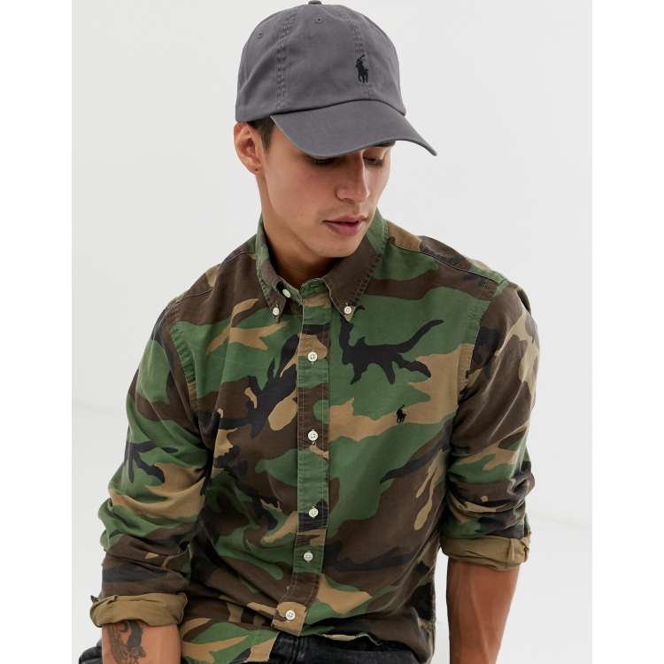 Polo Ralph Lauren player logo baseball cap in dark grey ASOS