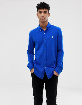 blue polo button down