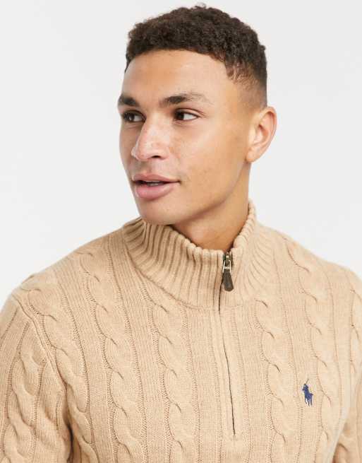 Ralph lauren cable knit quarter online zip