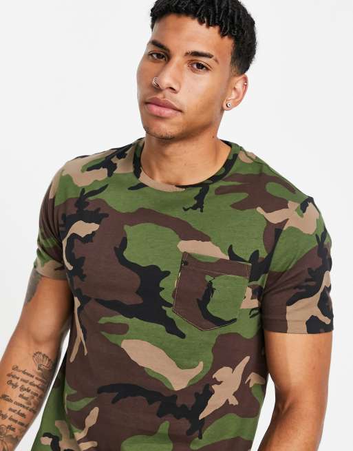 Polo Ralph Lauren player logo camo print t shirt in green ASOS