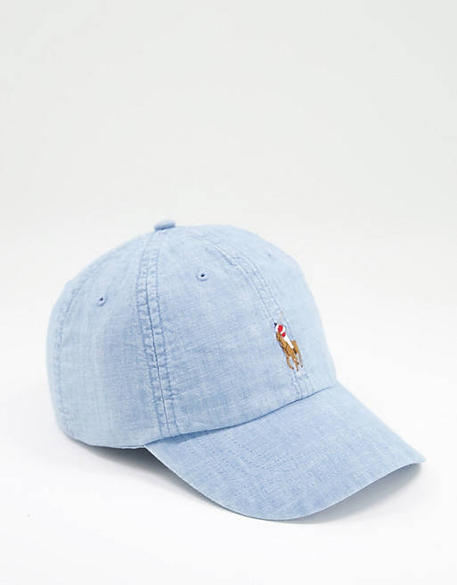 Polo Ralph Lauren player logo chambray denim baseball cap in blue