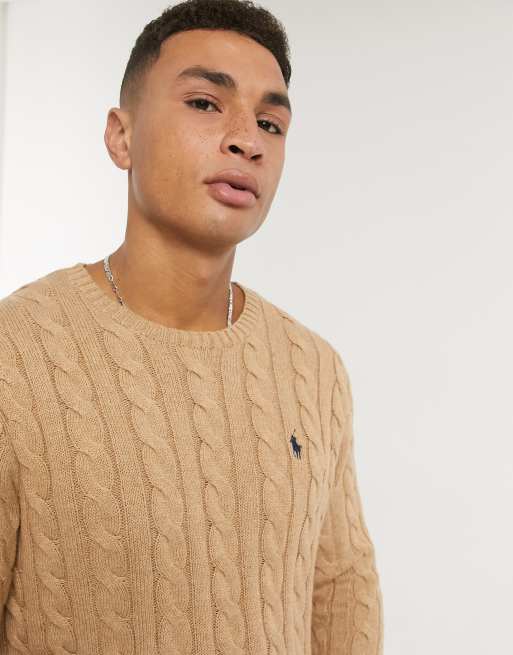 Cotton Cable Knit Sweater - Beige