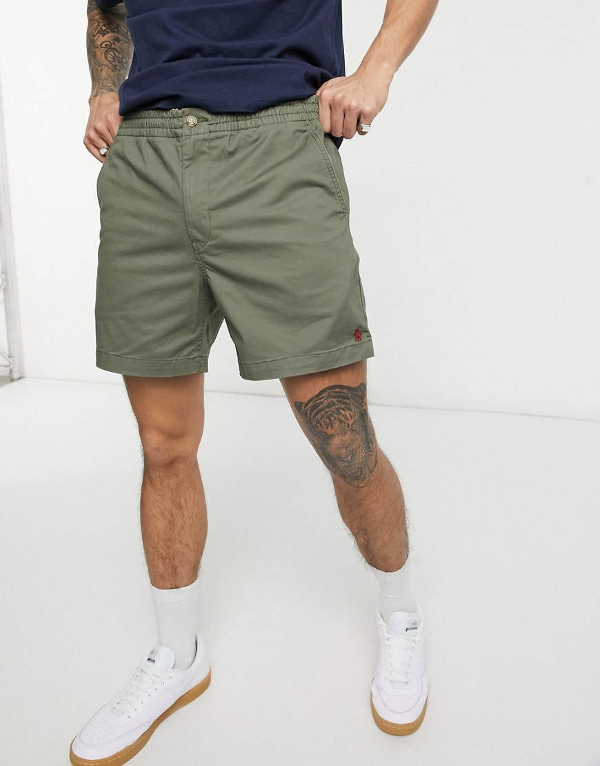 POLO RALPH LAUREN PLAYER LOGO COTTON STRETCH TWILL PREPSTER SHORTS IN MOUNTAIN GREEN,710644995032-US