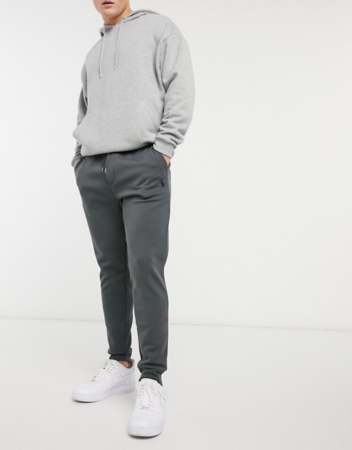 Polo Ralph Lauren player logo cuffed sweat pants in charcoal grey