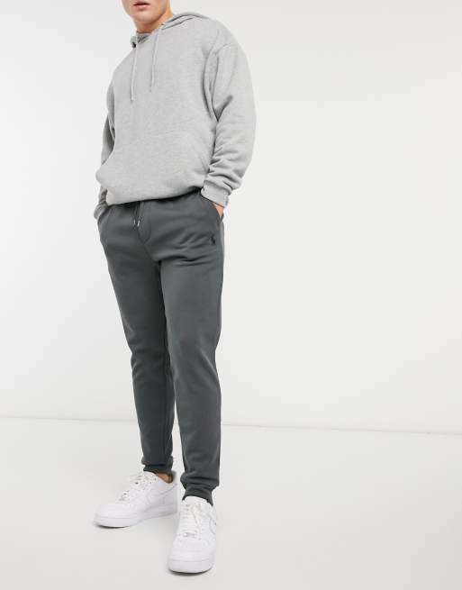 Polo Ralph Lauren player logo cuffed sweat pants in charcoal grey | ASOS