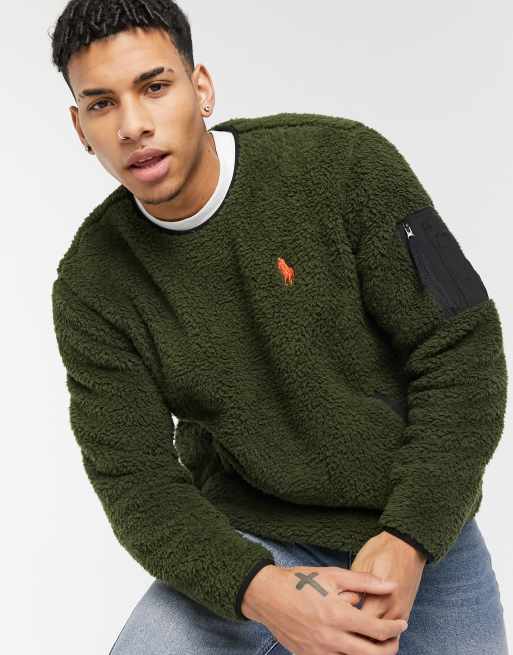 Olive green best sale sherpa pullover