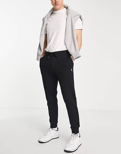 Polo Ralph Lauren player logo double tech joggers in black | ASOS