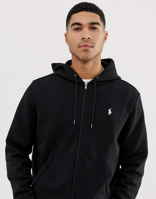 Polo Ralph Lauren player logo full zip hoodie in black | ASOS