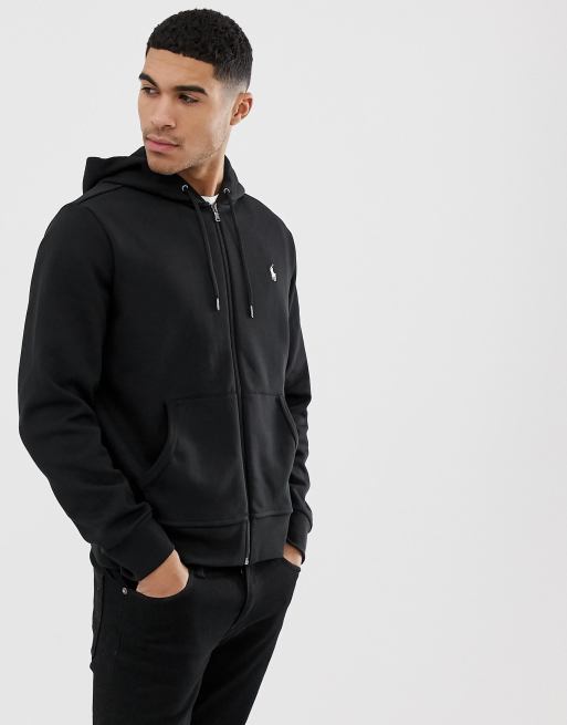 Polo Ralph Lauren player logo full zip hoodie in black | ASOS