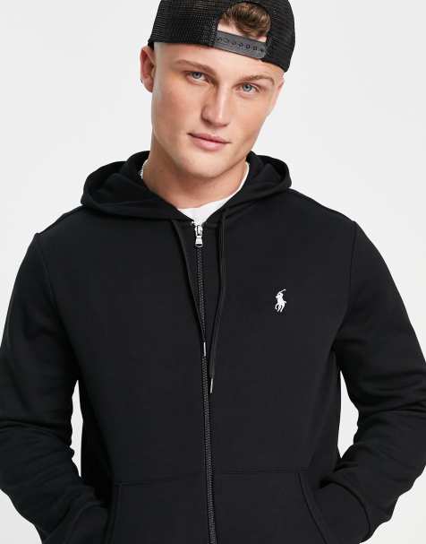 Polo Ralph Lauren player logo full zip hoodie in black - view 1