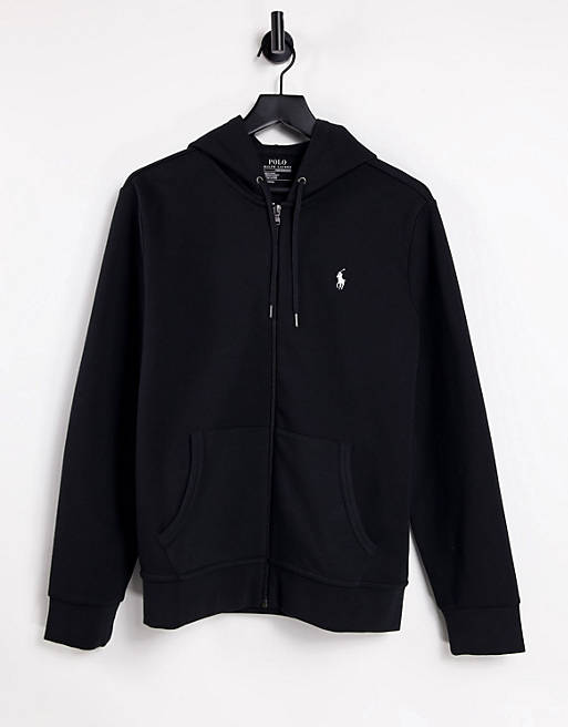 Polo Ralph Lauren player logo full zip hoodie in black | ASOS