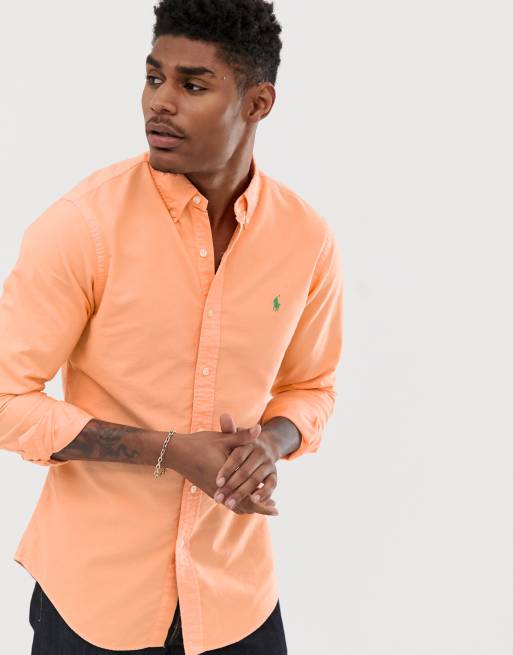 Orange button down hot sale polo shirt