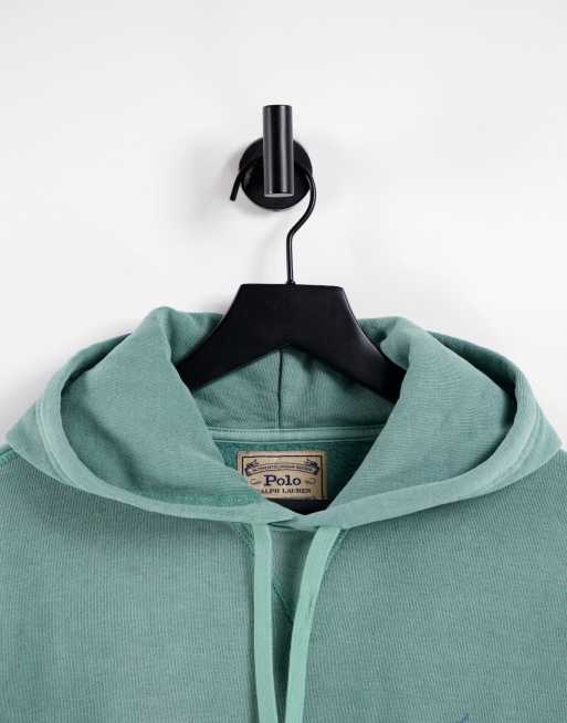 Polo Ralph Lauren player logo garment dyed fleece hoodie in seafoam green |  ASOS