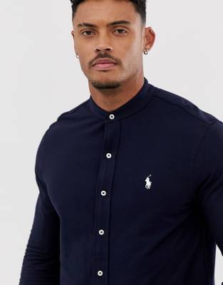 polo ralph lauren grandad collar long sleeve shirt