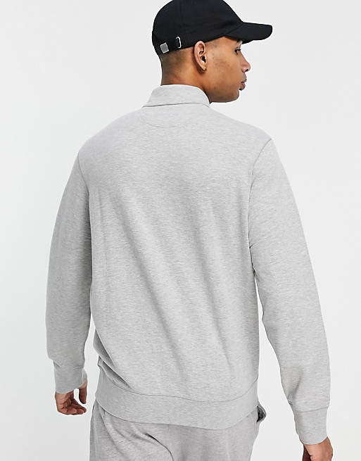 Polo Ralph Lauren player logo half zip sweatshirt in gray heather