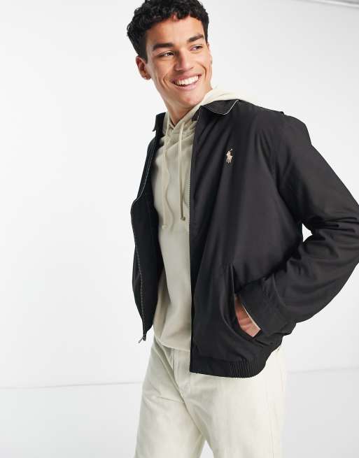 Polo Ralph Lauren player logo harrington jacket in black | ASOS