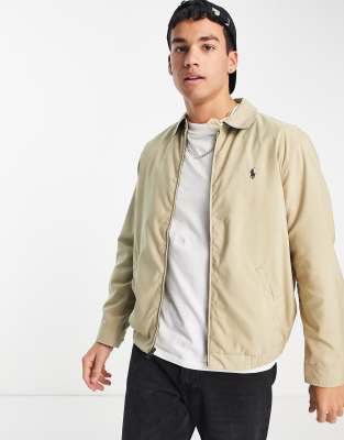 Polo Ralph Lauren Player Logo Harrington Jacket In Khaki Beige-neutral ...