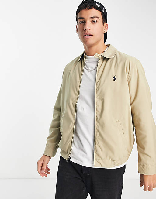 Polo Ralph Lauren player logo harrington jacket in khaki beige | ASOS