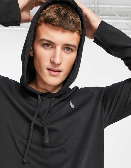 Polo Ralph Lauren player logo hooded long sleeve T-shirt in black