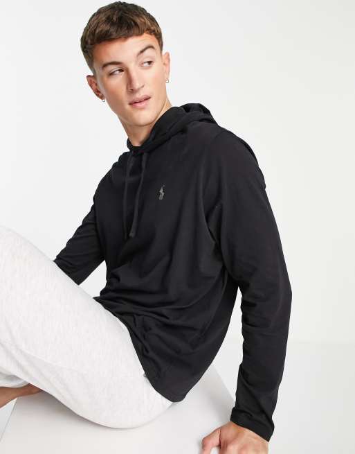 Polo long sleeve hooded hotsell t shirt