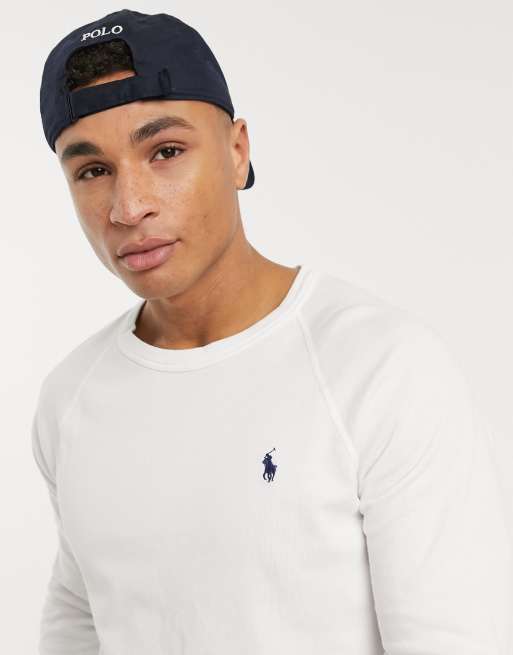 Polo Ralph Lauren player logo lightweight terry loopback sweatshirt in white