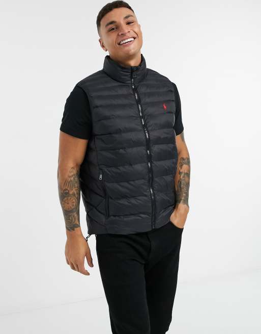 Polo Ralph Lauren player logo nylon puffer gilet in black ASOS