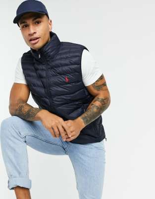 Polo Ralph Lauren player logo nylon puffer gilet in navy