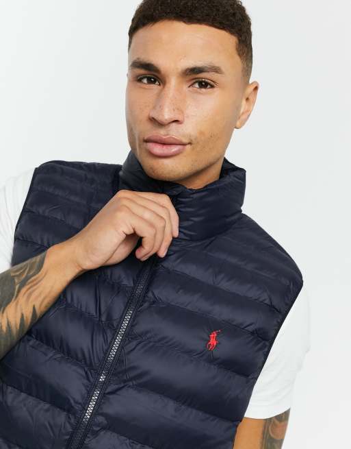 Polo Ralph Lauren player logo nylon puffer gilet in navy