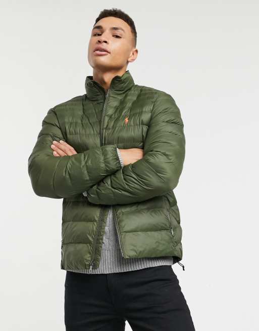 Polo Ralph Lauren player logo nylon puffer jacket in olive green