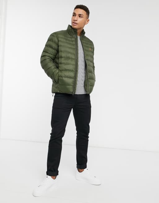 Polo Ralph Lauren player logo nylon puffer jacket in olive green | ASOS