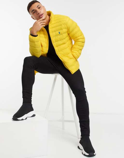 Polo Ralph Lauren player logo nylon puffer jacket in yellow