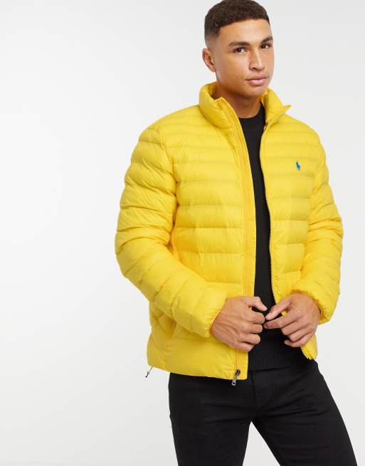 Polo Ralph Lauren player logo nylon puffer jacket in yellow ASOS