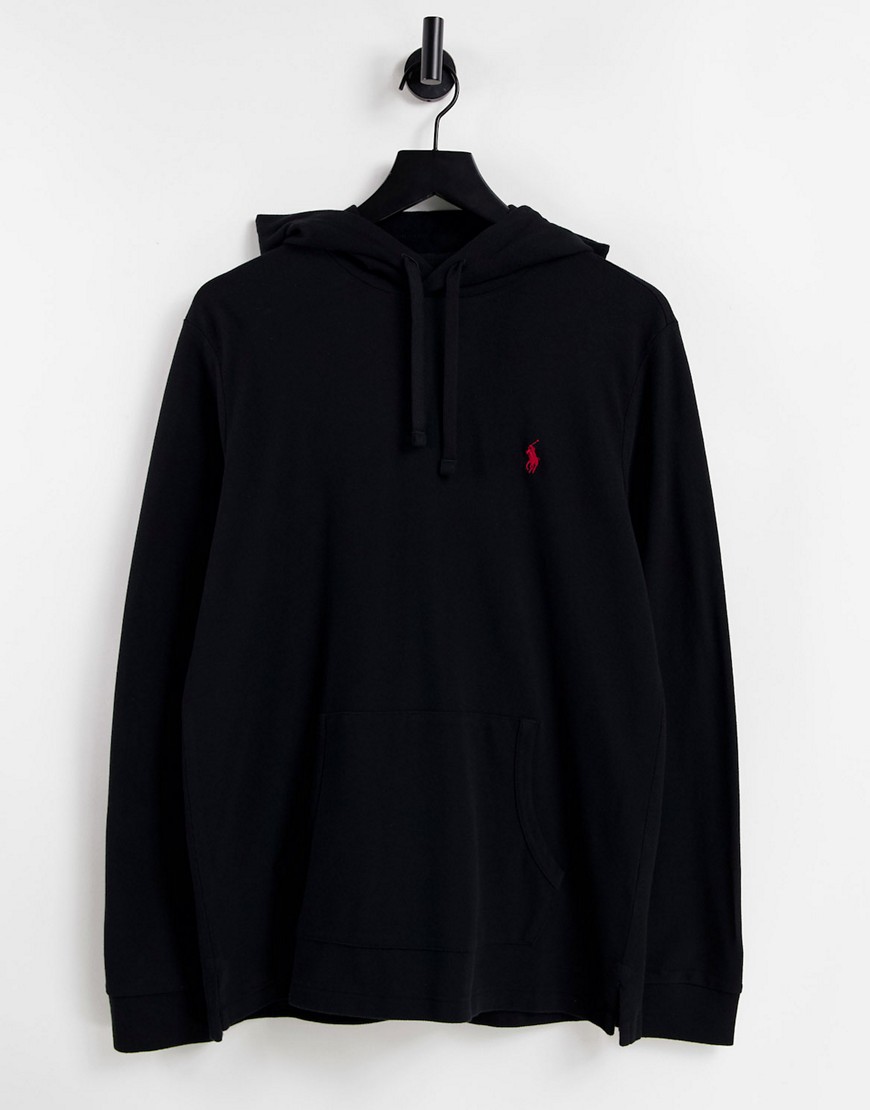 Polo Ralph Lauren player logo pique hoodie in black