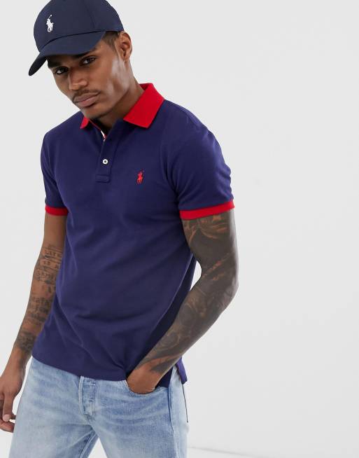 Polo Ralph Lauren player logo pique polo contrast collar/cuff custom ...