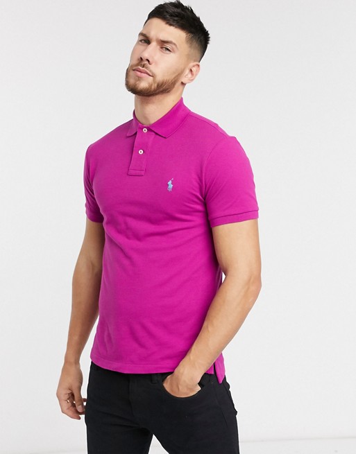 Polo Ralph Lauren player logo pique polo slim fit in purple
