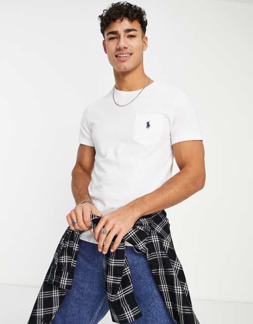 Polo Ralph Lauren player logo pocket slub T-shirt in white